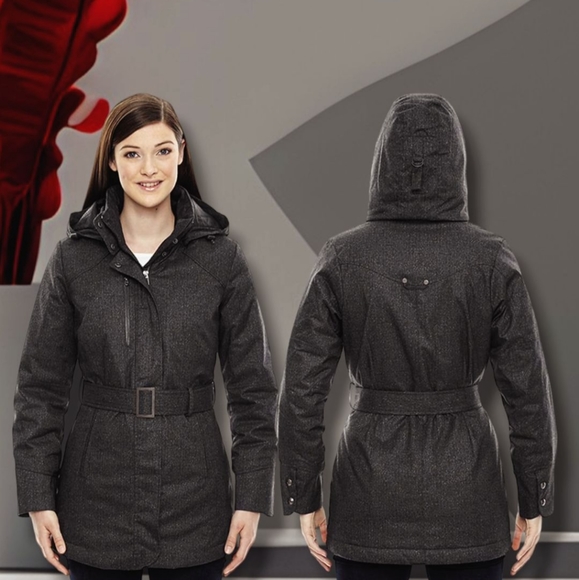 North End Jackets & Blazers - NWT 🌹 North End Ladies Enroute Carbon Heather Insulated Hooded Jacket With Belt
